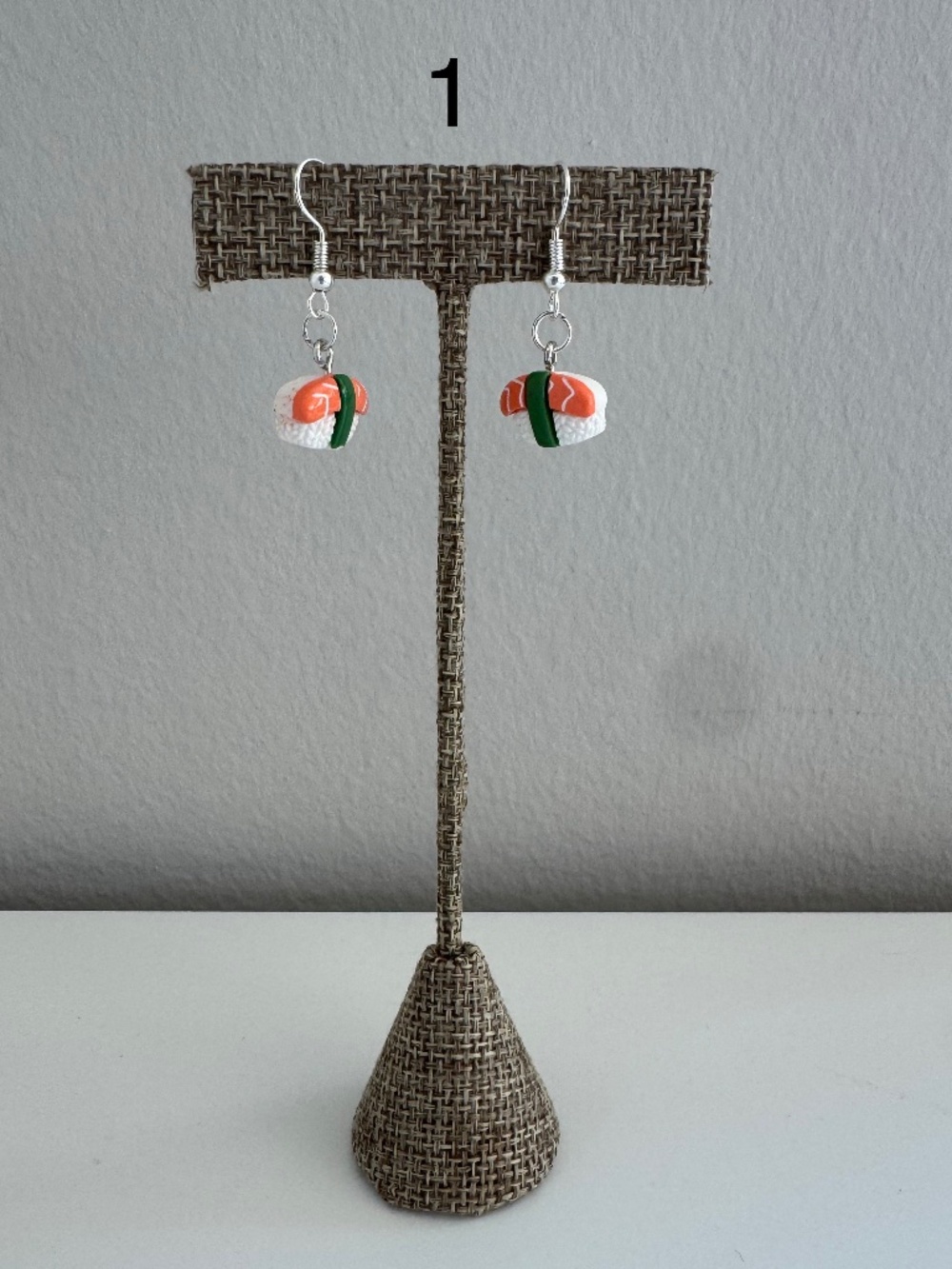 Handmade Sushi Roll Drop Earrings | Cute Foodie Statement Jewelry - Picture 2 of 9